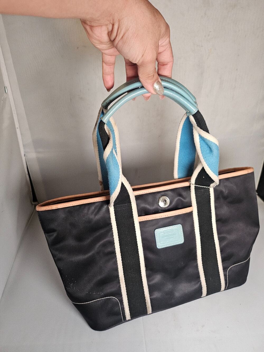 Coach Hampton Mini Tote Bag Black Blue M055 6268 Retro Modern 2005 Y2K